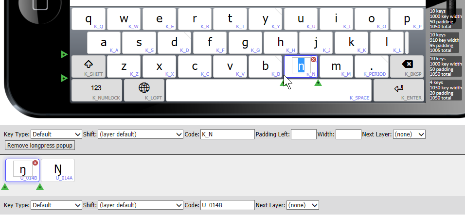 longpress row on n