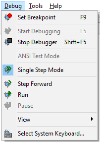 Debug menu