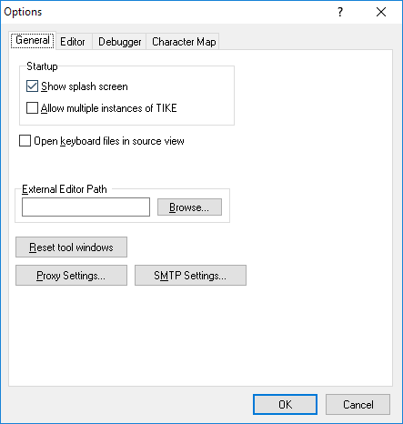 Options dialog - General tab