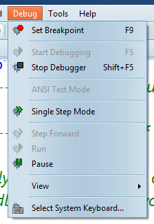 Debug menu