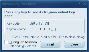 Virtual Key Identifier dialog