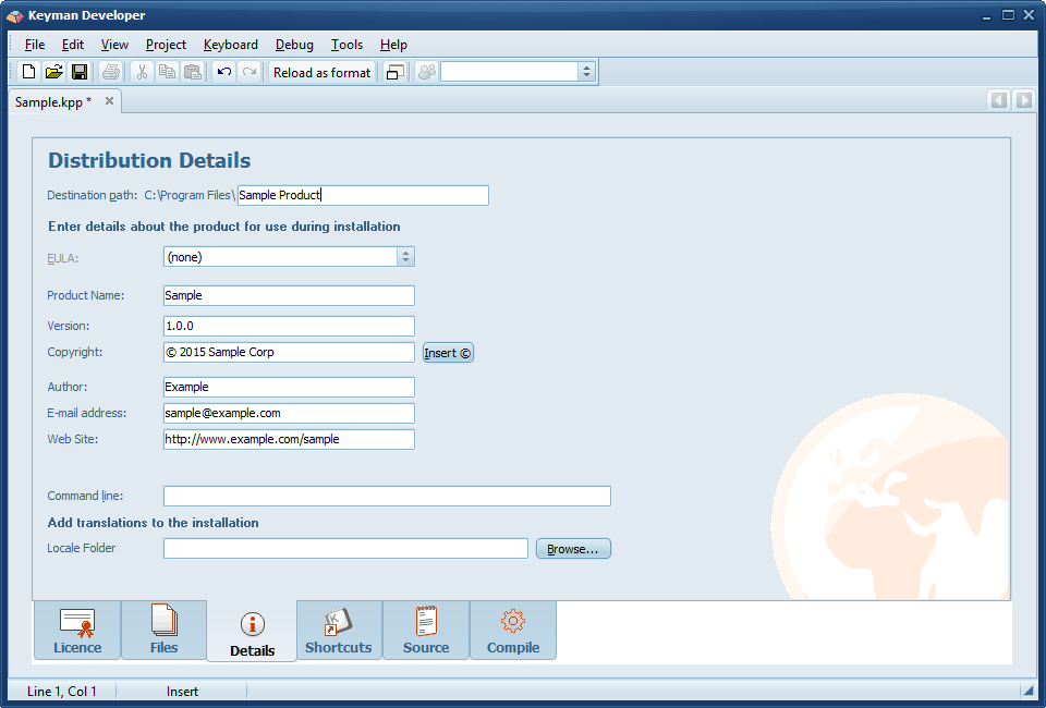 Distribution editor - Details tab