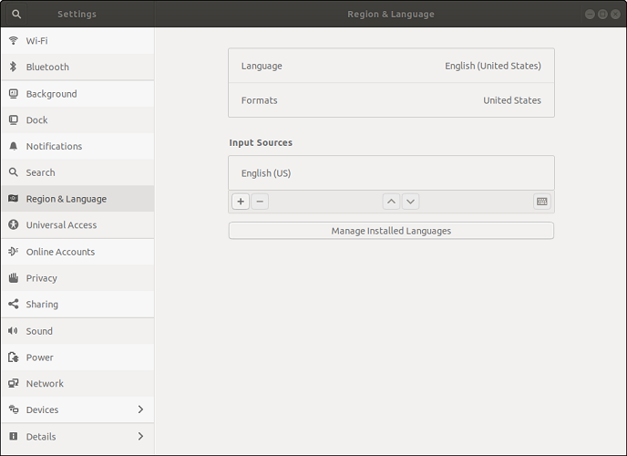 Settings: Region & Language