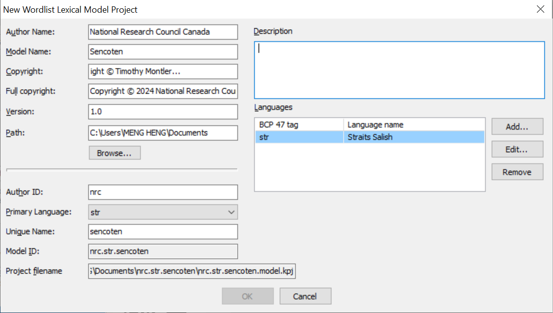 New LM Project Parameters