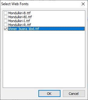 Select Web Fonts dialog