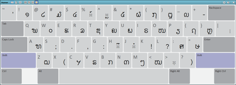 Lao Pali keyboard layout: shift state