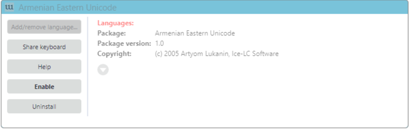 Armernian Keyman keyboard with no language association installed