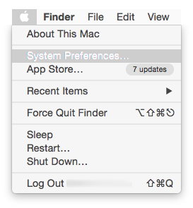 System Preferences menu